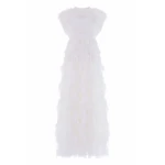 Needle & Thread Genevieve Ruffle Gown in Swan White - Dresses - British Luxury Evening Wear at Coveti