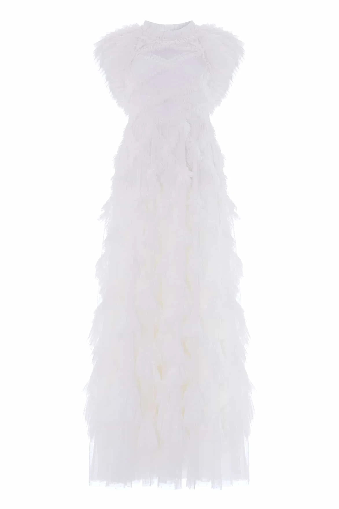 Needle & Thread Genevieve Ruffle Gown in Swan White - Dresses - British Luxury Evening Wear at Coveti Needle & Thread Genevieve Ruffle Gown in Swan White - Dresses - British Luxury Evening Wear at Coveti