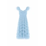 Needle & Thread Lola Backless Ballerina Dress in Aqua - Dresses - British Luxury Evening Wear at Coveti