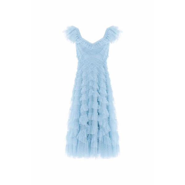 Needle & Thread Lola Backless Ballerina Dress in Aqua - Dresses - British Luxury Evening Wear at Coveti