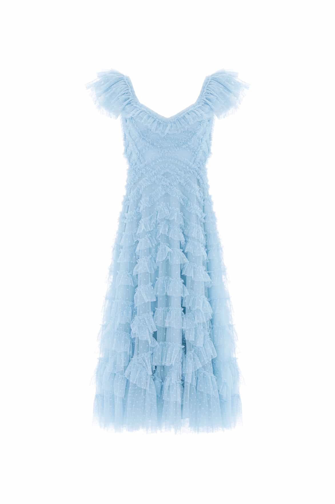 Needle & Thread Lola Backless Ballerina Dress in Aqua - Dresses - British Luxury Evening Wear at Coveti