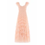 Needle & Thread Lola Backless Gown in Apricot Blush - Dresses - British Luxury Evening Wear at Coveti
