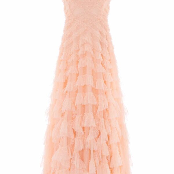 Needle & Thread Lola Backless Gown in Apricot Blush - Dresses - British Luxury Evening Wear at Coveti