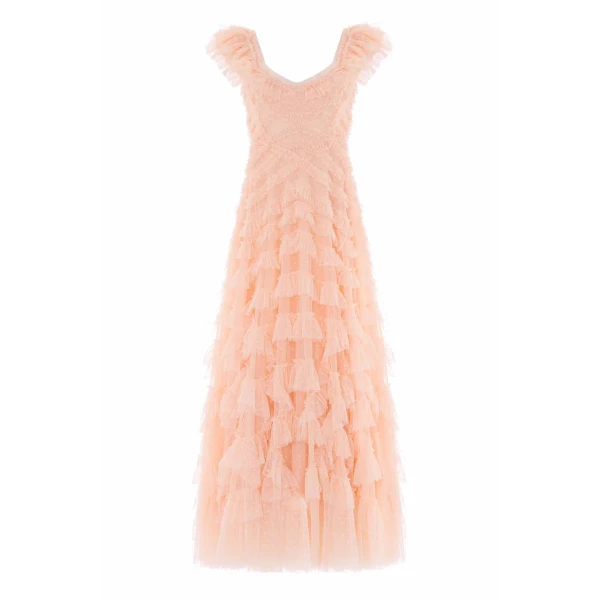 Needle & Thread Lola Backless Gown in Apricot Blush - Dresses - British Luxury Evening Wear at Coveti