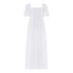 Needle & Thread Marisol Cotton Broderie Short Sleeve Ankle Gown in Optic White - Dresses - British Luxury Evening Wear at Coveti