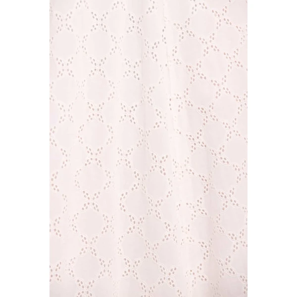 Needle & Thread Marisol Cotton Broderie Short Sleeve Ankle Gown in Optic White - Dresses - British Luxury Evening Wear at Coveti