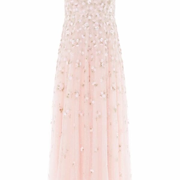 Needle & Thread Meadow Ditsy Cami Ankle Gown in Opal/Peach - Dresses - British Luxury Evening Wear at Coveti