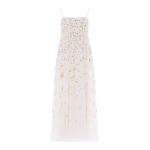 Needle & Thread Meadow Ditsy Cami Gown in Swan White/Peach - Dresses - British Luxury Evening Wear at Coveti