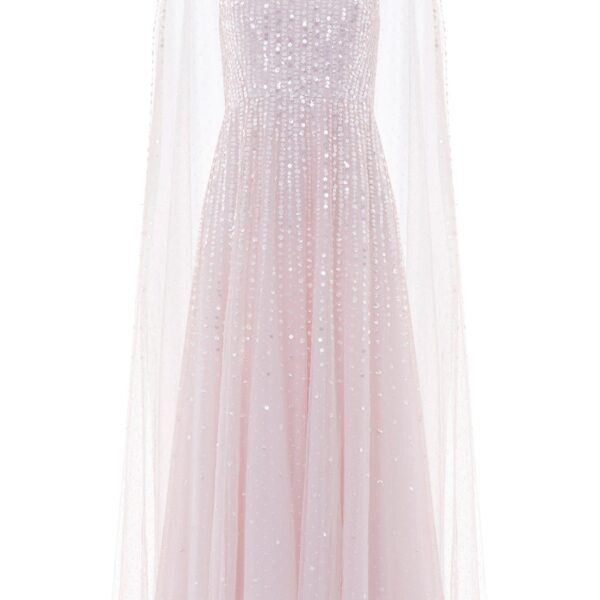 Needle & Thread Moonlight Sequin Ankle Gown in Shell - Dresses - British Luxury Evening Wear at Coveti