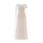 Needle & Thread Moonlight Sequin Draped Gown in Cream/Gold - Dresses - British Luxury Evening Wear at Coveti