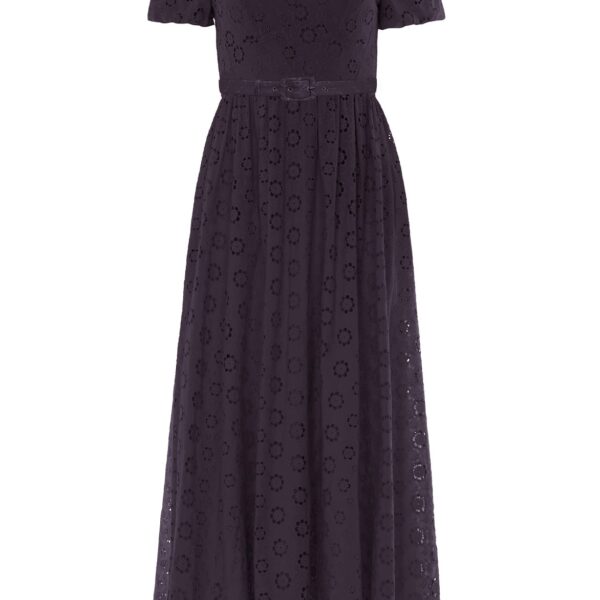 Needle & Thread Romilly Cotton Broderie Ankle Gown in Jet Black - Dresses - British Luxury Evening Wear at Coveti