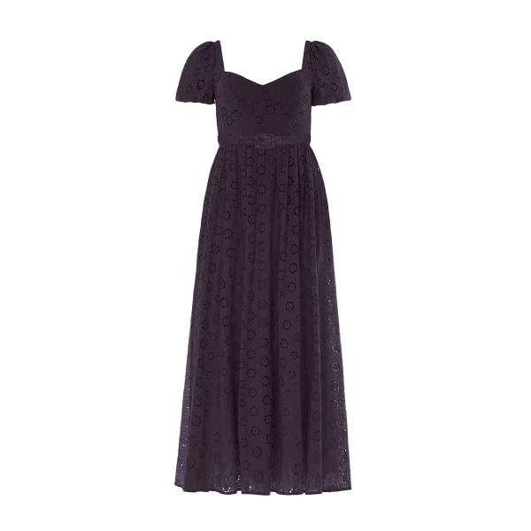 Needle & Thread Romilly Cotton Broderie Ankle Gown in Jet Black - Dresses - British Luxury Evening Wear at Coveti