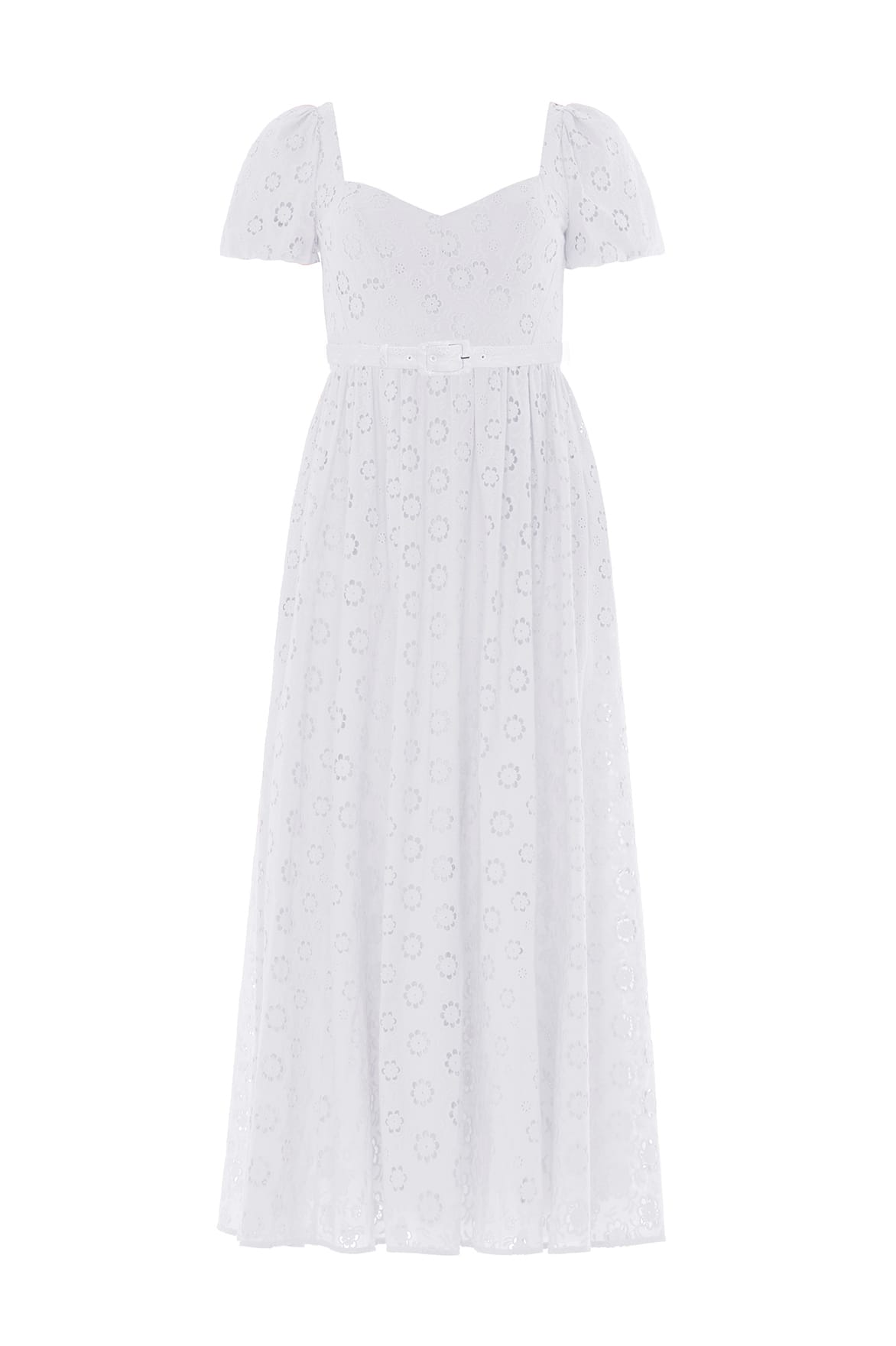 Needle & Thread Romilly Cotton Broderie Ankle Gown in Optic White - Dresses - British Luxury Evening Wear at Coveti