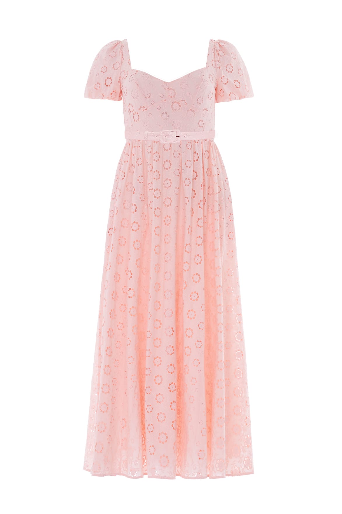 Needle & Thread Romilly Cotton Broderie Ankle Gown in Pale Pink/White - Dresses - British Luxury Evening Wear at Coveti
