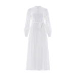 Needle & Thread Romilly Cotton Broderie Long Sleeve Shirt Dress in Optic White - Dresses - British Luxury Evening Wear at Coveti