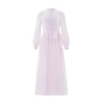 Needle & Thread Romilly Cotton Broderie Long Sleeve Shirt Dress in Shell - Dresses - British Luxury Evening Wear at Coveti