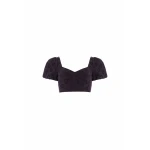 Needle & Thread Romilly Cotton Broderie Top in Jet Black - Tops - British Luxury Evening Wear at Coveti