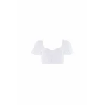 Needle & Thread Romilly Cotton Broderie Top in Optic White - Tops - British Luxury Evening Wear at Coveti