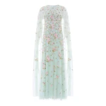 Needle & Thread Rose Bloom Cape Gown in Sea Mist - Dresses - British Luxury Evening Wear at Coveti