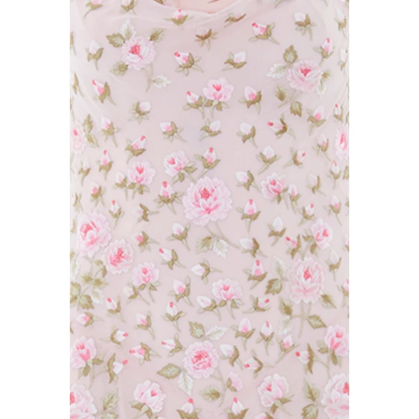 Needle & Thread Rose Bloom Georgette Gown in Shell - Dresses - British Luxury Evening Wear at Coveti