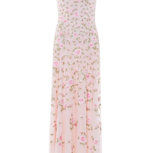 Needle & Thread Rose Bloom Georgette Gown in Shell - Dresses - British Luxury Evening Wear at Coveti