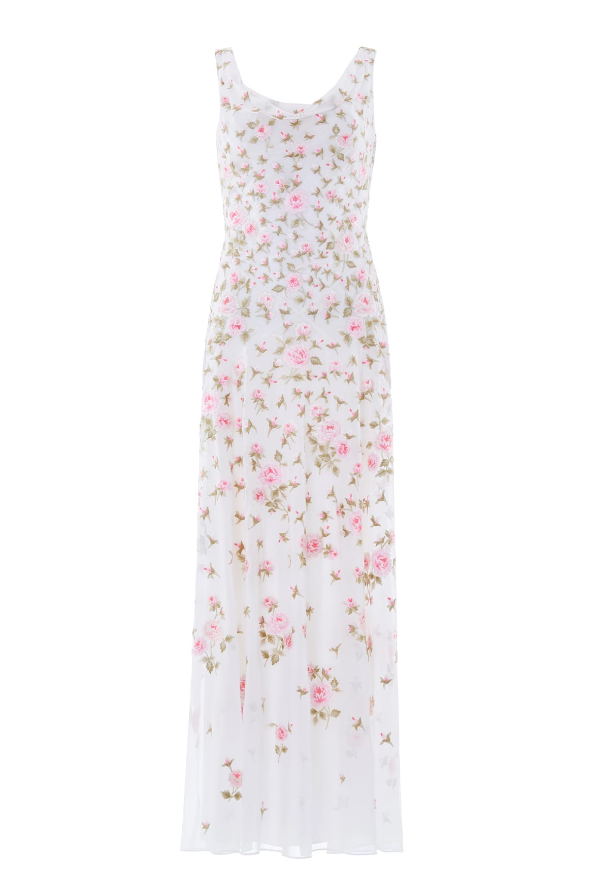 Needle & Thread Rose Bloom Georgette Gown in Swan White - Dresses - British Luxury Evening Wear at Coveti