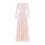 Needle & Thread Sequin Paradise V-Neck Gown in Opal/Multi - Dresses - British Luxury Evening Wear at Coveti