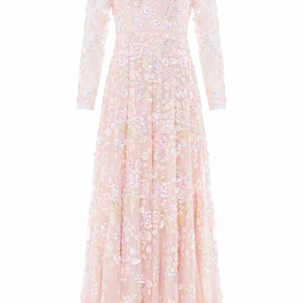Needle & Thread Sequin Paradise V-Neck Gown in Opal/Multi - Dresses - British Luxury Evening Wear at Coveti