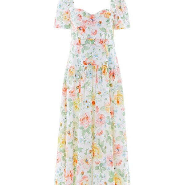 Needle & Thread Sienna Rose Cotton Ballerina Dress in Optic White - Dresses - British Luxury Evening Wear at Coveti