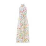 Needle & Thread Sienna Rose Cotton Halter Ankle Gown in Optic White - Dresses - British Luxury Evening Wear at Coveti