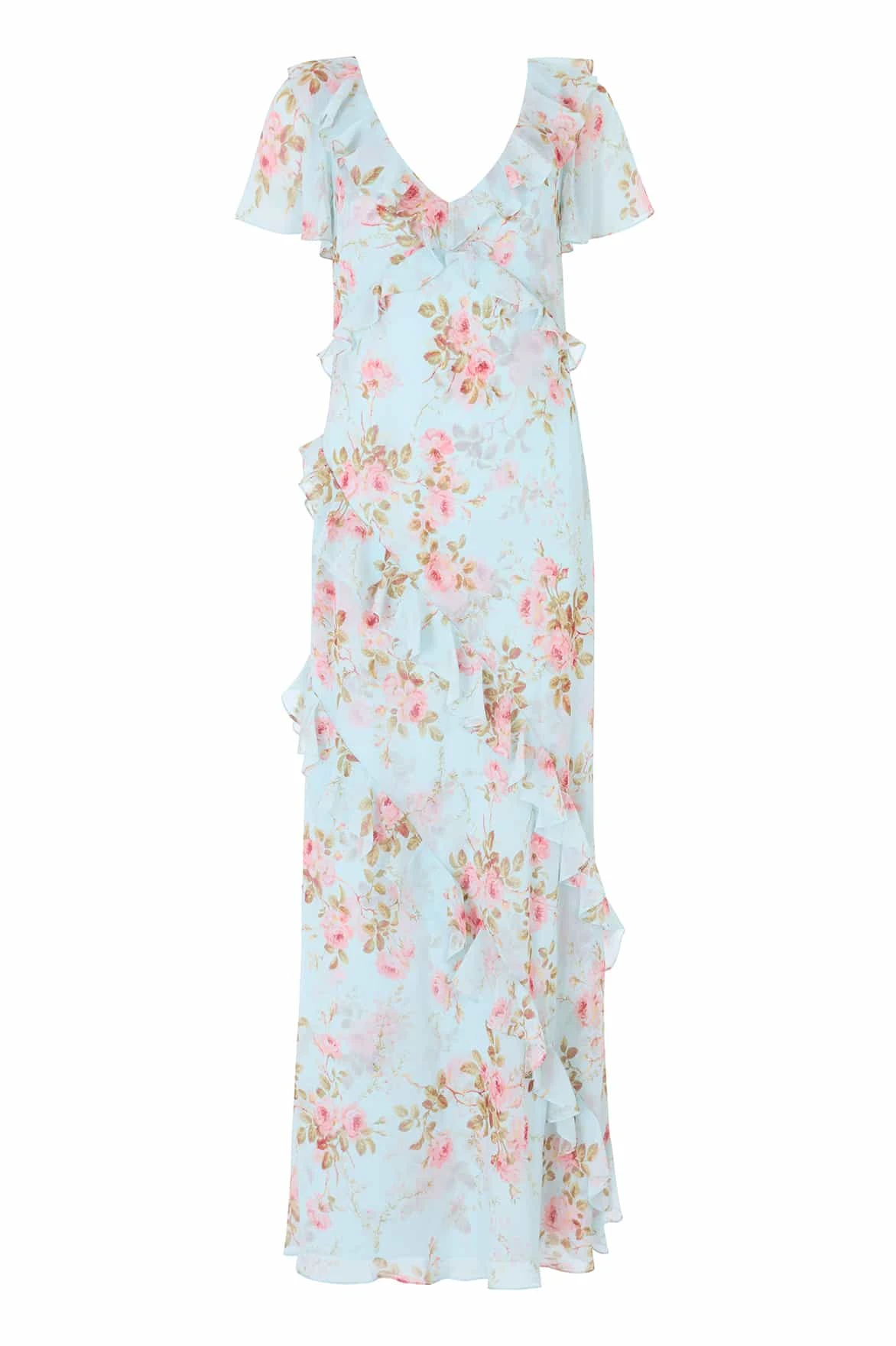 Needle & Thread Summer's Rose Georgette V-Neck Gown in Aqua - Dresses - British Luxury Evening Wear at Coveti Needle & Thread Summer's Rose Georgette V-Neck Gown in Aqua - Dresses - British Luxury Evening Wear at Coveti