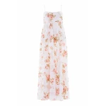 Needle & Thread Summer's Rose Linen Blend Cami Ankle Gown in White - Dresses - British Luxury Evening Wear at Coveti