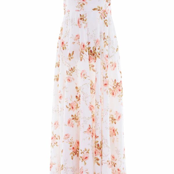 Needle & Thread Summer's Rose Linen Blend Cami Ankle Gown in White - Dresses - British Luxury Evening Wear at Coveti