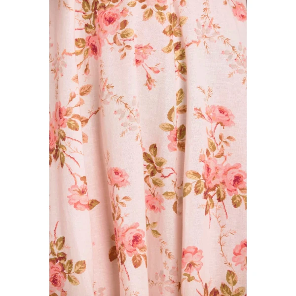 Needle & Thread Summer's Rose Linen Blend Short Sleeve Ankle Gown in Pale Pink - Dresses - British Luxury Evening Wear at Coveti