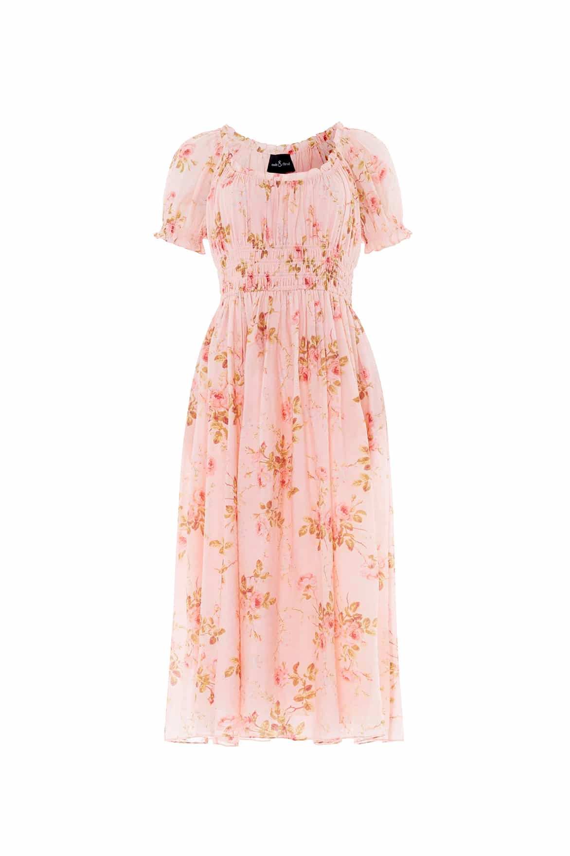 Needle & Thread Summer's Rose Shirred Short Sleeve Ballerina Dress in Pale Pink - Dresses - British Luxury Evening Wear at Coveti Needle & Thread Summer's Rose Shirred Short Sleeve Ballerina Dress in Pale Pink - Dresses - British Luxury Evening Wear at Coveti