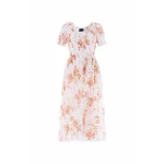 Needle & Thread Summer's Rose Shirred Short Sleeve Ballerina Dress in White - Dresses - British Luxury Evening Wear at Coveti