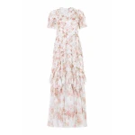 Needle & Thread Summer's Rose Valentine Ruffle Gown in White - Dresses - British Luxury Evening Wear at Coveti