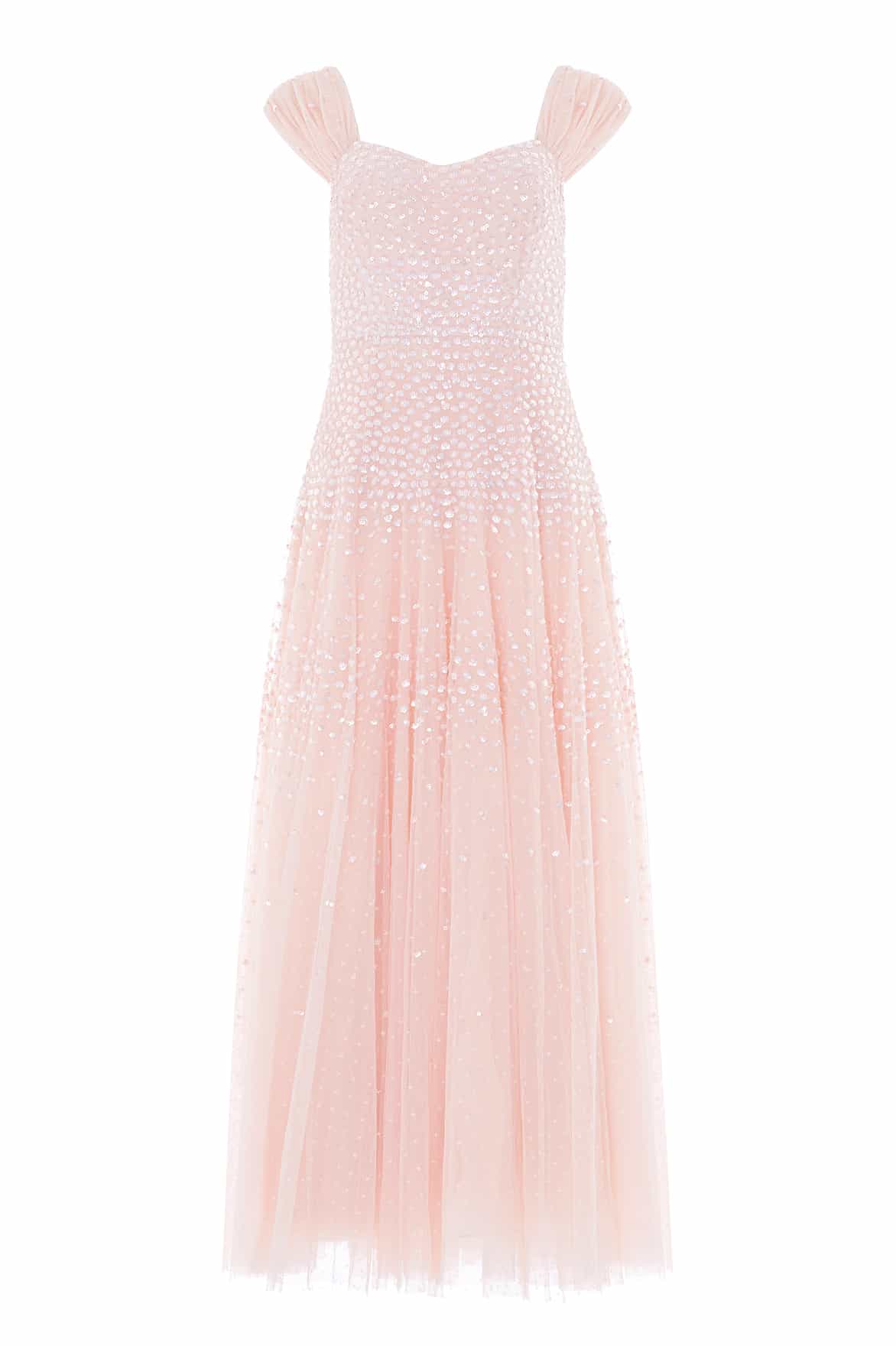 Needle & Thread Sunrise Sequin Sweetheart Ankle Gown in Opal - Dresses - British Luxury Evening Wear at Coveti