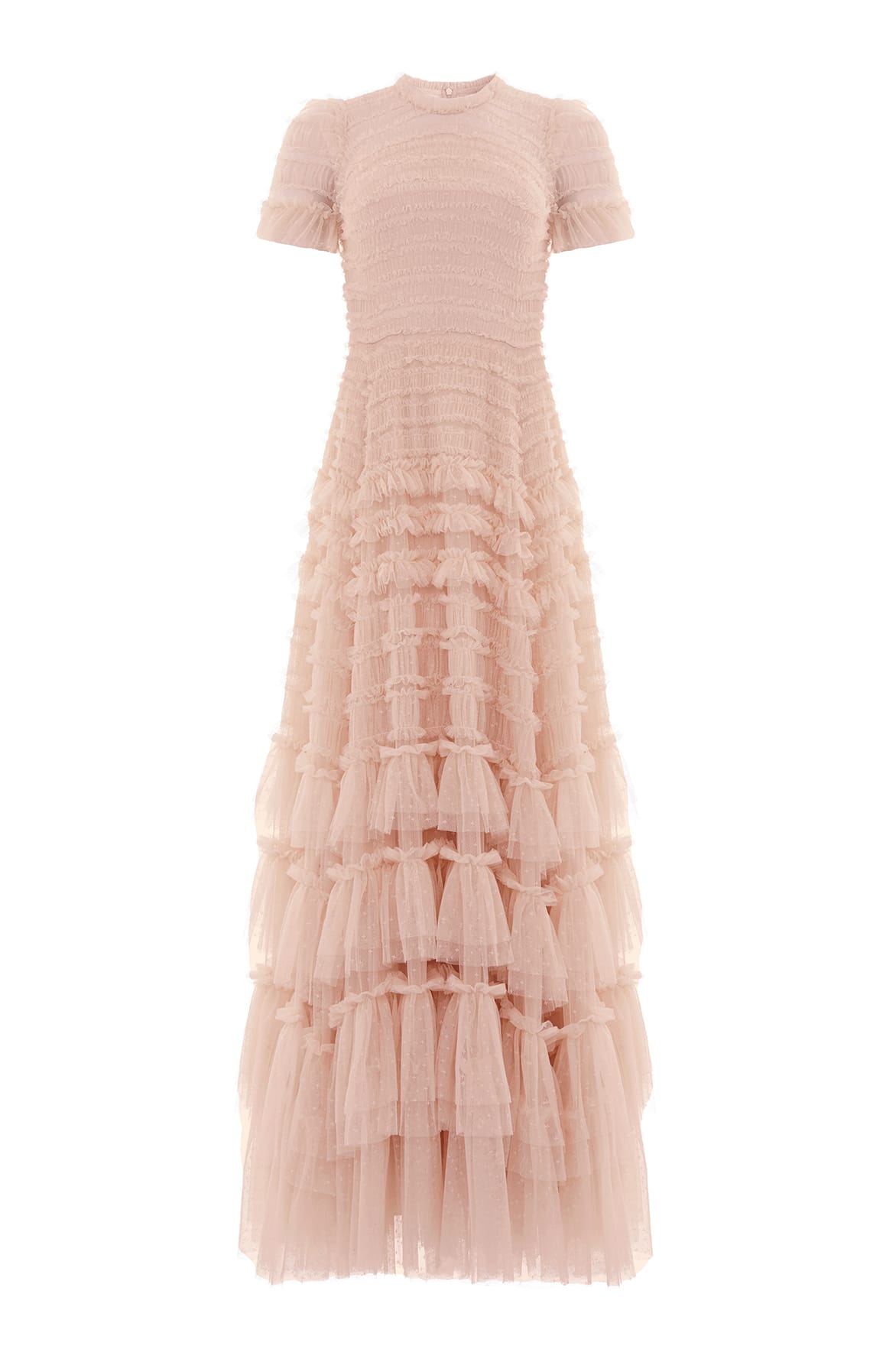 Needle & Thread Valentine Ruffle Gown in Biscuit - Dresses - British Luxury Evening Wear at Coveti
