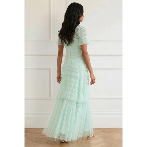 Needle & Thread Valentine Ruffle Gown in Soft Mint - Dresses - British Luxury Evening Wear at Coveti