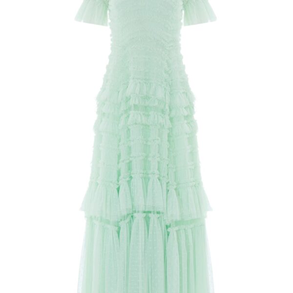 Needle & Thread Valentine Ruffle Gown in Soft Mint - Dresses - British Luxury Evening Wear at Coveti
