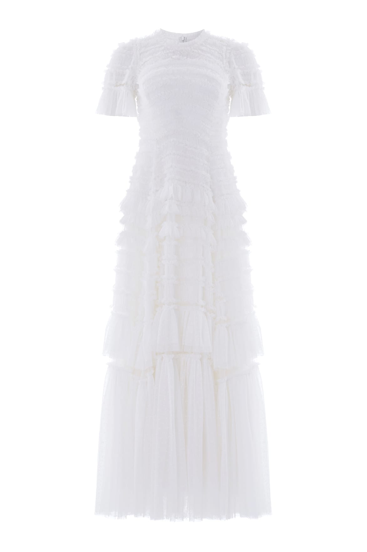 Needle & Thread Valentine Ruffle Gown in Swan White - Dresses - British Luxury Evening Wear at Coveti