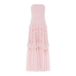 Needle & Thread Valentine Ruffle Strapless Gown in Pink - Dresses - British Luxury Evening Wear at Coveti
