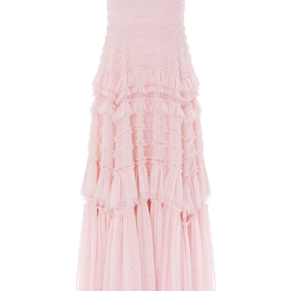 Needle & Thread Valentine Ruffle Strapless Gown in Pink - Dresses - British Luxury Evening Wear at Coveti