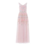 Needle & Thread Versailles Ditsy Cowl Neck Gown in Shell/Bright - Dresses - British Luxury Evening Wear at Coveti
