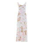 Needle & Thread Wisteria Jacquard Cowl Neck Gown in Optic White/Pink - Dresses - British Luxury Evening Wear at Coveti