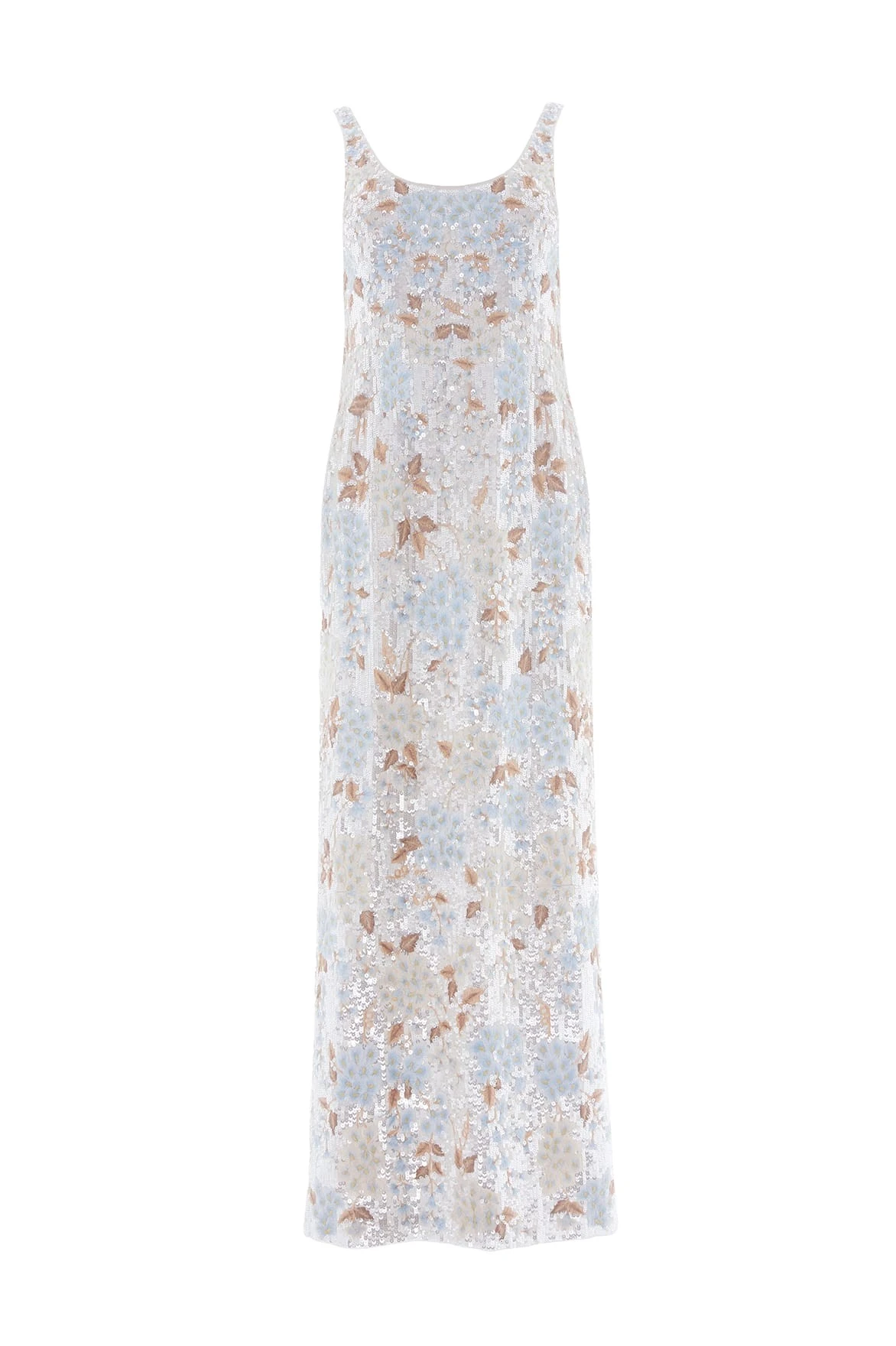 Needle-Thread-Wisteria-Shimmer-Georgette-Ankle-Gown-in-CreamBlue-Coveti99409_nobg Needle & Thread Wisteria Shimmer Georgette Ankle Gown in Cream/Blue - Dresses - British Luxury Evening Wear at Coveti
