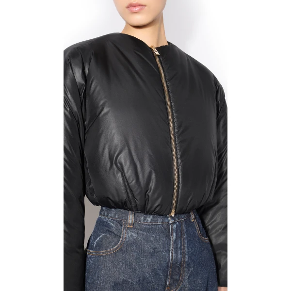 Alaia Nylon Pleated Bomber Jacket, view 4