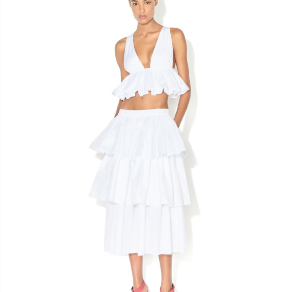 Alaïa Openwork Cotton Peplum Top - ALAÏA Tops - Laser Cut Luxury - Shop at Coveti