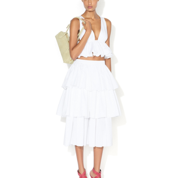 Alaïa Openwork Cotton Ruffle Skirt - ALAÏA Skirts - Laser Cut Luxury - Shop at Coveti